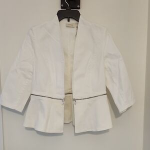 Chico's White Blazer with Zipper Detail